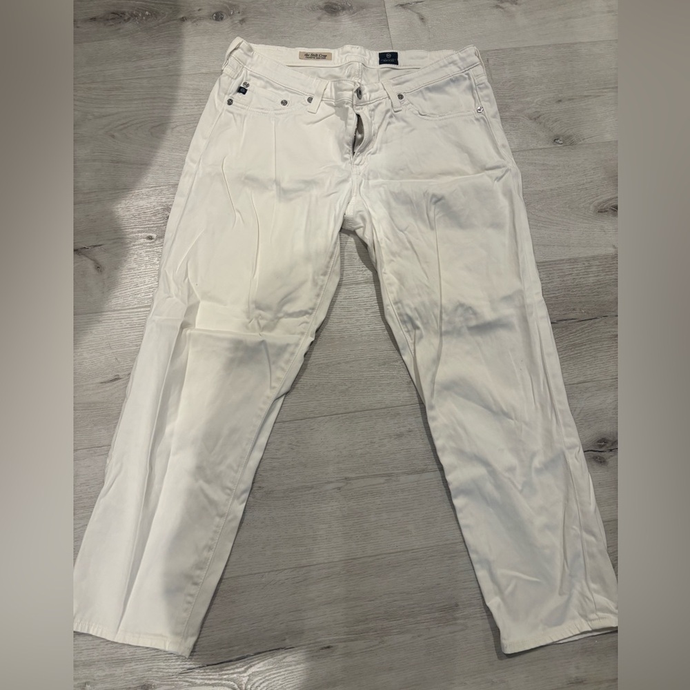 AG Adriano Goldschmied Women's cropped stilt Ivory cigarette ankle Pants